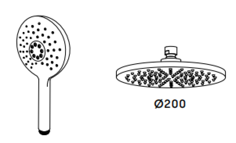 Waterevolution Flow drieweg douchemengkraan met hoofddouche en ronde handdouche Zwart T131NRPR