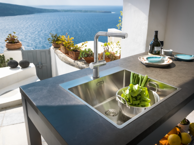 Franke Active Twist Eenhendel Mengkraan RVS-look met Uittrekbare Uitloop en Geïntegreerde Waste Bediening 115.0653.505