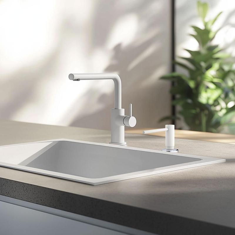 Franke Active keittiön sisäänrakennettu saippua-annostelija graniitti Polar White Valkoinen 112.0633.079