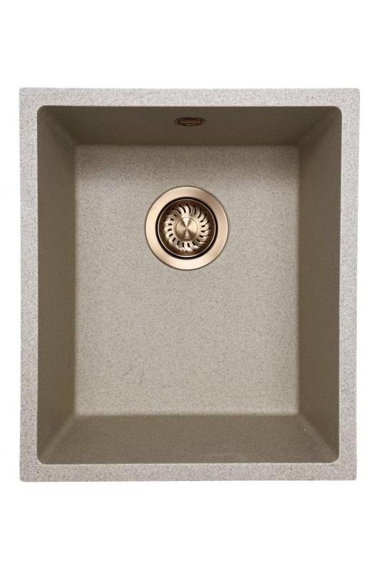 GraniteMy Universal graniitin beige hiekan värinen pesuallas 34x40 cm päällisasennus, alapuolinen asennus ja tasoasennus kuparisella tulpan kanssa 1208968009