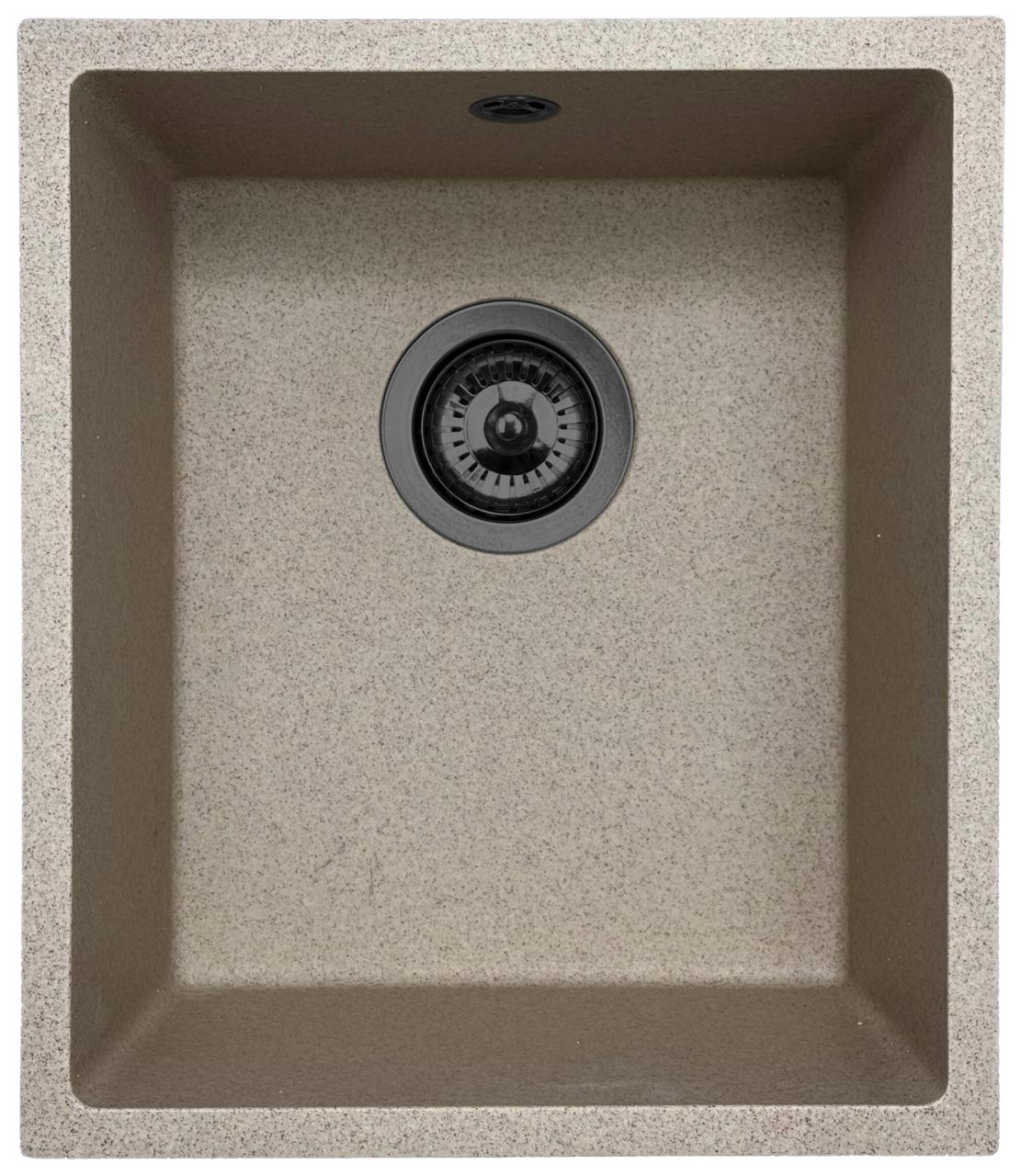 GraniteMy Universal graniitti beige hiekkapesuallas 34x40 cm pinta-asennus, alta-asennus ja tasoasennus gun metal -tulpalla 1208968011 - Productafbeelding