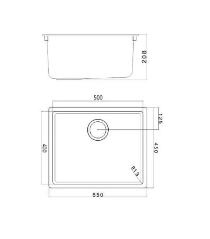 Black sink 50x40cm undermount, countertop, and flush mount with golden drain plug 1208968037