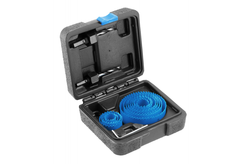 Hoegert hiiliteräksinen reikäsahasarja, 14-osainen.