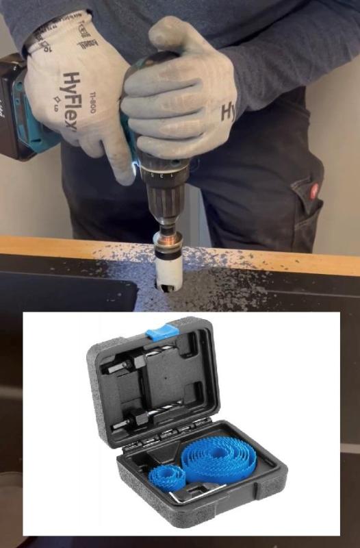 Hoegert hiiliteräksinen reikäsahasarja, 14-osainen.