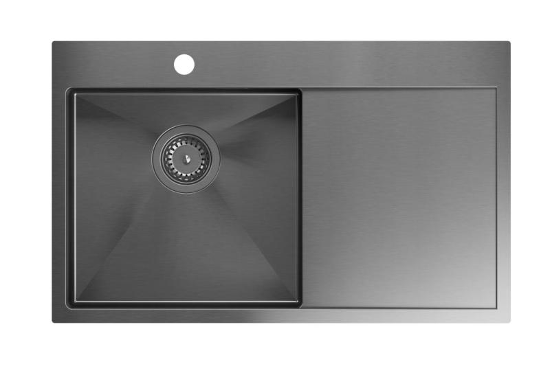 Aquadesign Clara Pesuallas Gun metal 78x48cm Pinta- tai tasoasennus, tippakouru, hananreikä ja Gun metal -tulppa - 1208969498