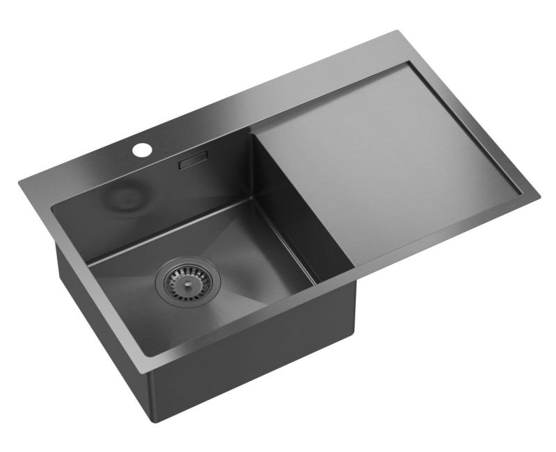 Aquadesign Clara Pesuallas Gun metal 78x48cm Pinta- tai tasoasennus, tippakouru, hananreikä ja Gun metal -tulppa - 1208969498