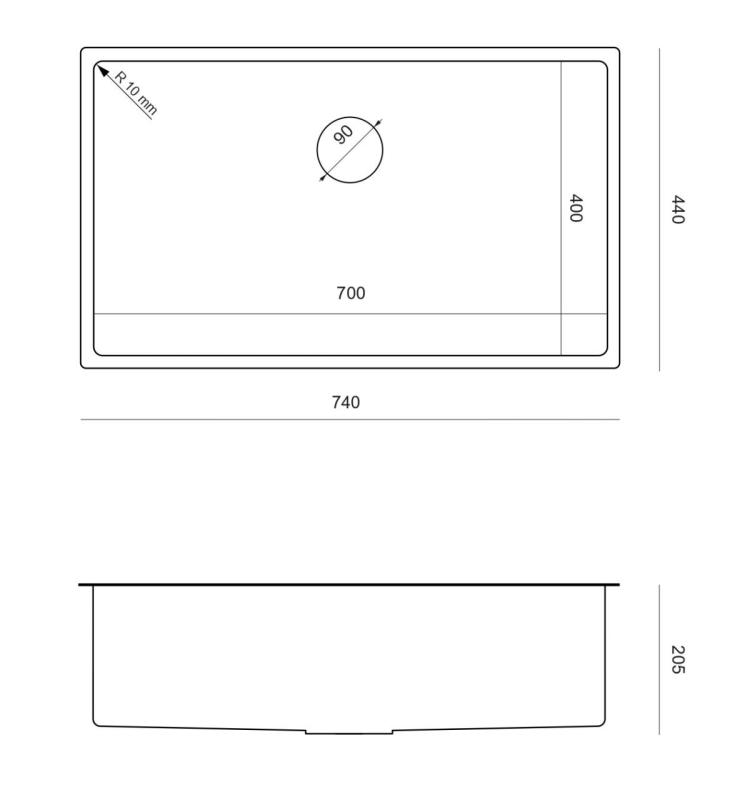 Aquadesign Zara Allas Gun Metal 74x44cm Alapuolinen, Tasoon Asennettava ja Päällinen Gun Metal Tulppa - 1208969508