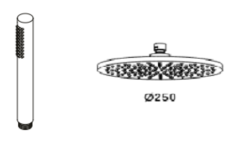 Waterevolution Flow thermostaatin kolmitie-suihkuhana käsisuihkulla ja päänsuihkulla RST 250 mm T131TN25IE