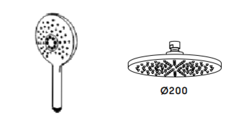 Waterevolution Flow thermostaat met drie-weg douchekraan met hoofddouche en ronde handdouche zwart T131TNRPR
