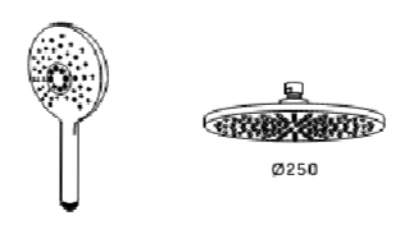 Waterevolution Flow thermostaatinen kolmitoiminen suihkuhana, jossa on 250 mm sadesuihku ja pyöreä käsisuihku gun metal -viimeistelyllä, T131TNR25GME