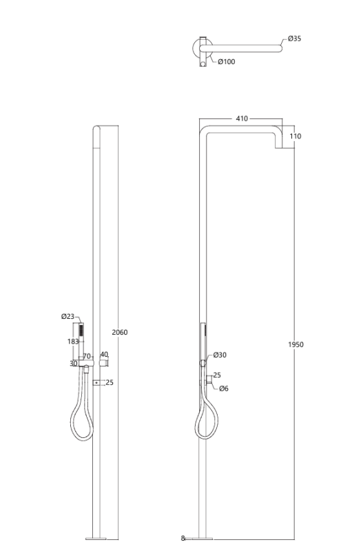 Waterevolution Flow-douchezuil met mengknop en handdouche Light Gold T147WGE