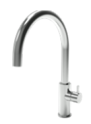 Waterevolution Flow keukenkraan met ronde draaibare uitloop gun metal T158UGME