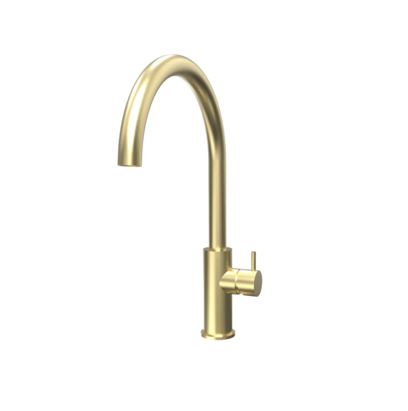 Waterevolution Flow keittiöhana pyöreällä kääntyvällä juoksuputkella, light gold T158UWGE