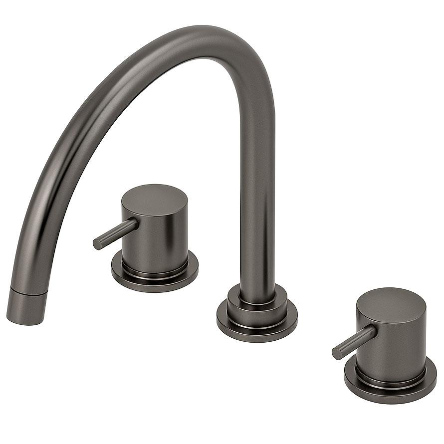 Waterevolution Flow 3-reikäinen keittiöhanaa kääntyvällä juoksuputkella ja suodatetun veden liitännällä gun metal T152UGME - Productafbeelding