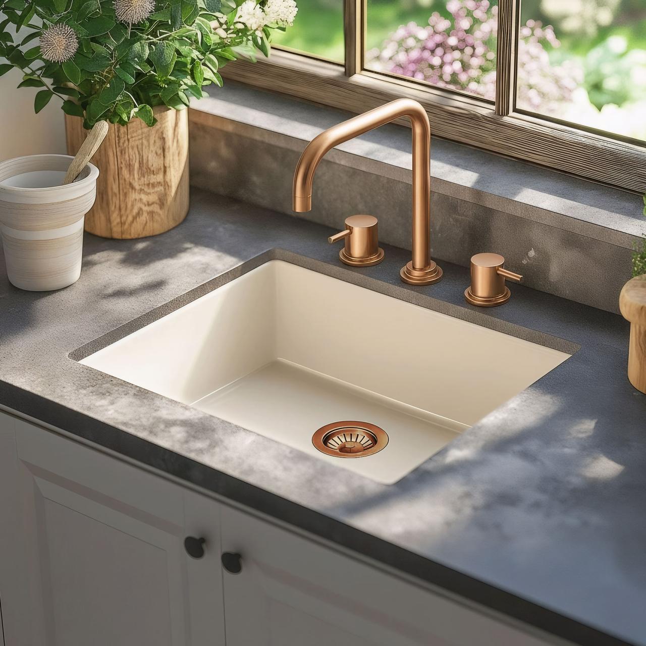 Waterevolution Flow 3-reikäinen kulmakeittiöhano, jossa kääntyvä juoksuputki ja suodatetun veden liitäntä kupari T152HCPE - Productafbeelding 2