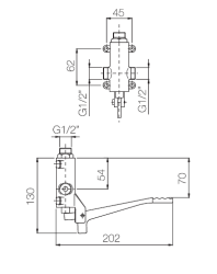 PB Pedal Line Jalkapoljinsekoittaja kromi seinäasennukseen 1208969754
