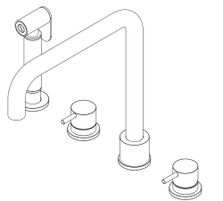 Waterrevoluutio Flow 4-reikäinen kulmikas keittiöhana ulosvedettävällä suuttimella kromi T153H01