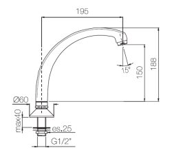 PB Pedal Line hana, kromattu nokka, tiskipöydälle tai pesuallaspöydälle, 1208969770