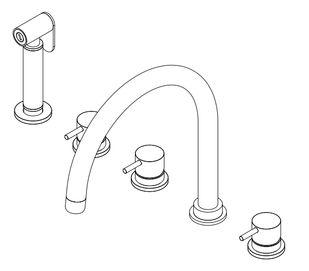 Waterevolution Flow 5-reikäinen keittiöhana ulosvedettävällä suihkulla ja suodatetun veden liitännällä, kromi T154U01