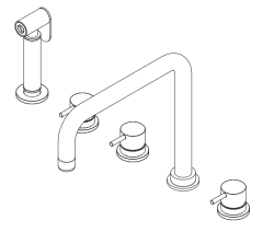 Waterevolution Flow 5-reikäinen kulmakeittiöhana ulosvedettävällä suihkulla ja suodatetun veden liitännällä kromi T154H01