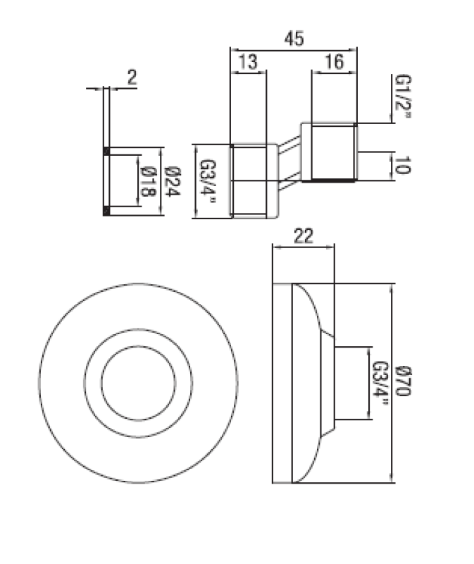 PB S-liitin RST 10 mm Klassinen Eksentrinen 1/2” x 3/4” 1208969849