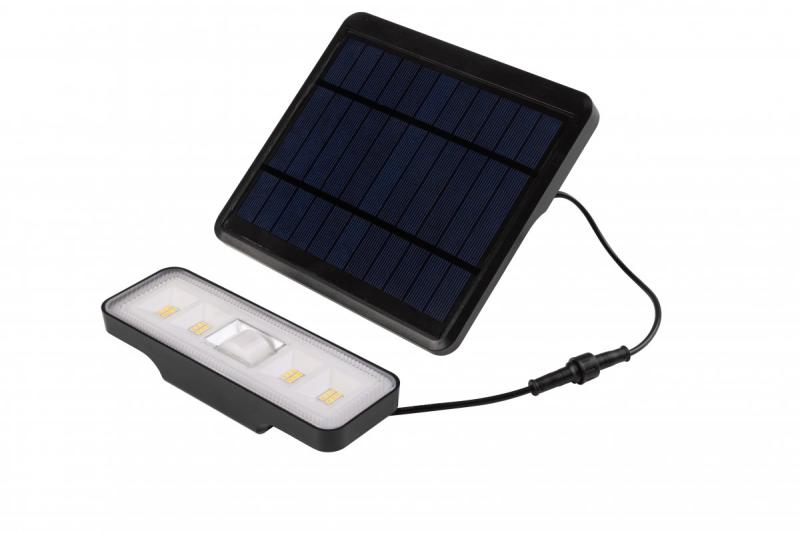 Aurinko-valaisin liike- ja hämärätunnistimella DAVOS, LED, 1000lm, 4000K, 2000mAh, IP54, musta