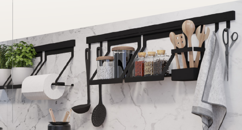 Epka Luxion Hylly Keittiökiskolle Metalli Musta 1208969966