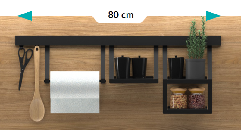 Epka Luxion Set Keittiöraiteet 80 cm Lisävarusteilla Metalli Sisältää Näkymättömän Kiinnityksen Musta 1208969982