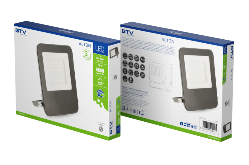 Alton-valonheitin, LED, 50W, 5000lm, 4000K, AC220-240V, IP65