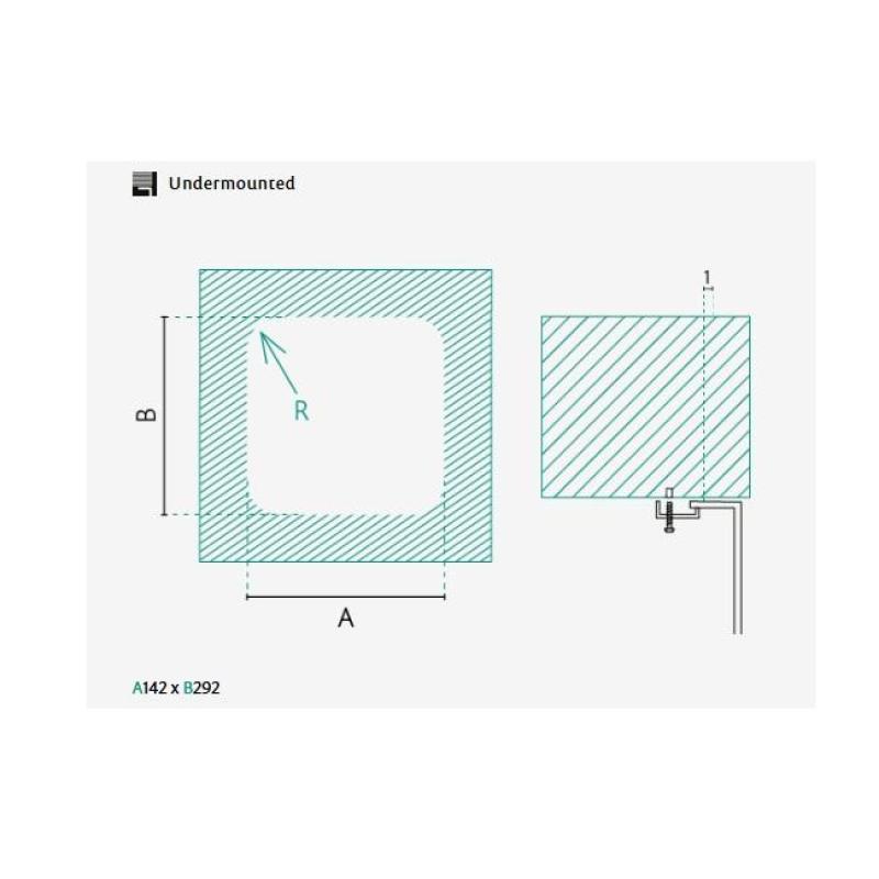 Banka IB1530 RST Allas 146 x 296 mm Alapuolinen Asennus 1208970041