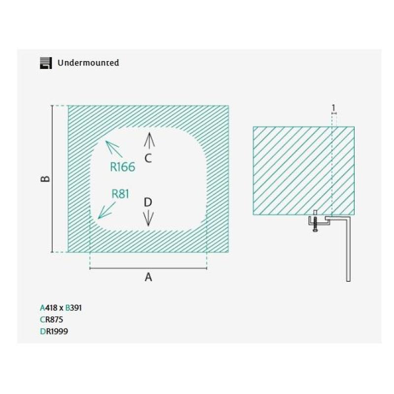 Banka Denver ruostumaton teräsallas 41 x 41 cm, alakaappi 1208970049