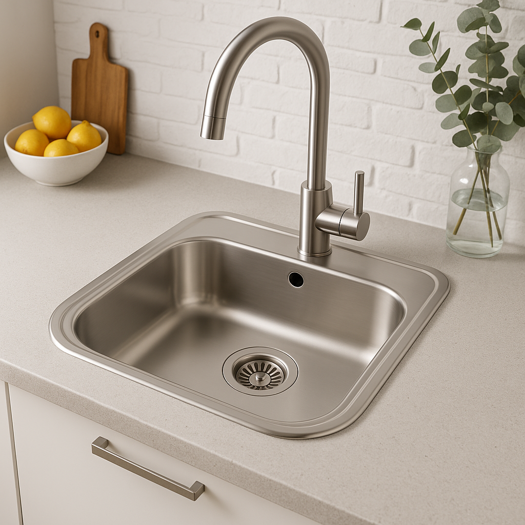 Orlando RVS -tiskiallas 465 x 485 mm Päälle asennettava hanareiällä 1208970058 - Productafbeelding 2