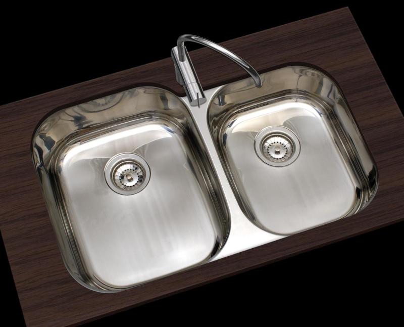 Banka Princess ruostumaton teräs kaksialtainen pesuallas, alakaappi 750x475 mm 1208970067