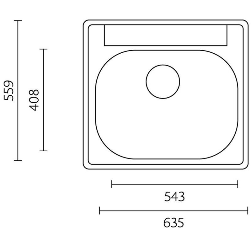 Banka Detroit RVS -pesuallas 635 x 559 mm Päälle asennus hana-aukolla 1208970077
