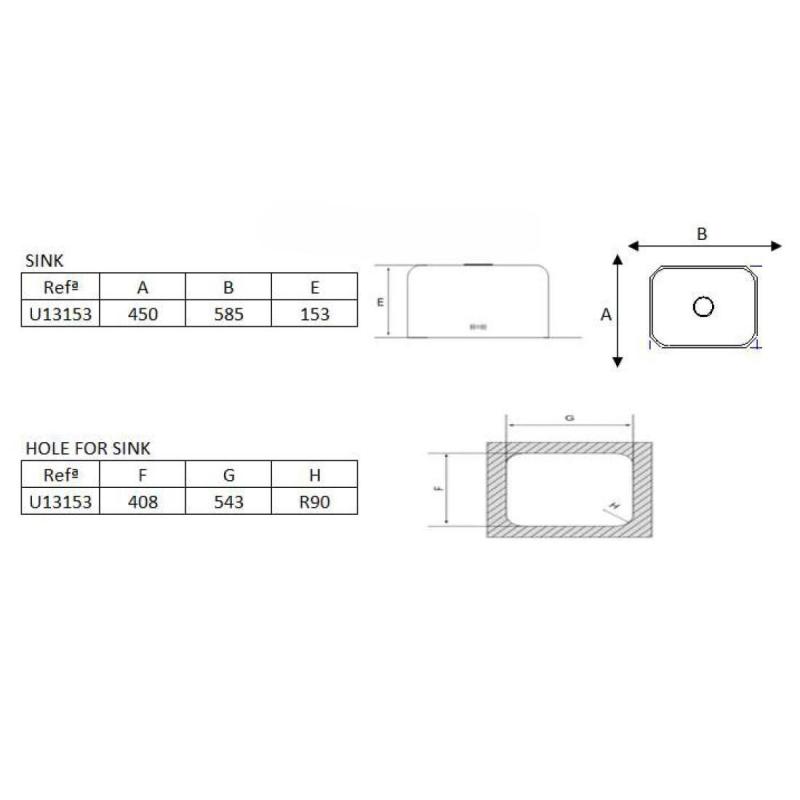 Banka Detroit ruostumaton teräsallas 543 x 408 mm, alakaappi 1208970078