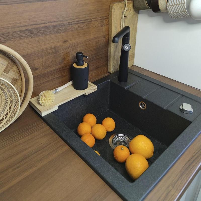 Aquadesign Somerset Graniitti Pöytätason Päällinen Pesuallas Antrasiitti pienellä Kuivausalueella 570 x 495 mm 1208970084