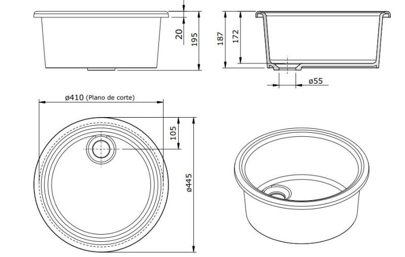 Ausmann Ceramic Brook keraaminen valkoinen pyöreä pesuallas päälle asennettava 1208970092