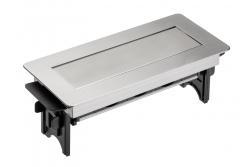 Pöytäjatkojohto ilman koteloa, 3-osainen pistorasia maadoituksella, 1,5 m virtajohto pistokkeella, ruostumaton teräs.