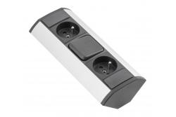 MINI kulmapidennys, jossa kytkin ja 2 maadoitettua pistorasiaa 230 V 16 A