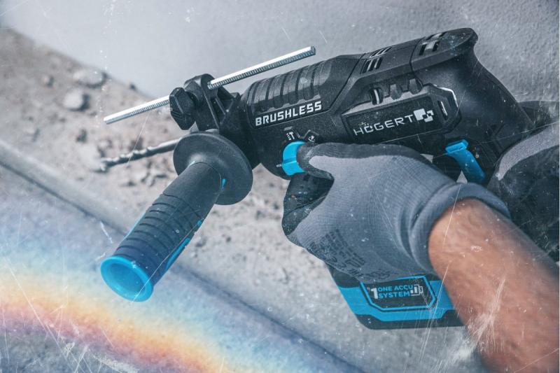 HÖGERT akkukäyttöinen iskuporakone, harjaton, 18V, talttatoiminnolla