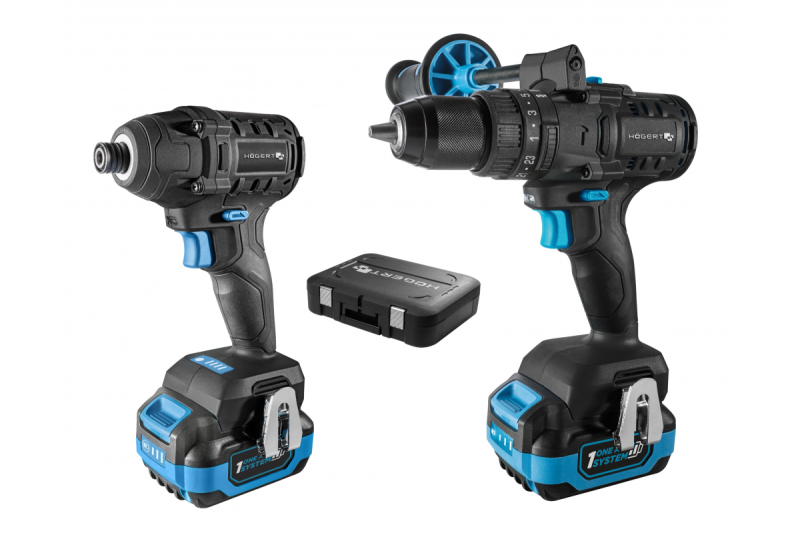 HÖGERT akkuiskuväänninsetti 200 Nm 18V harjattomalla moottorilla.