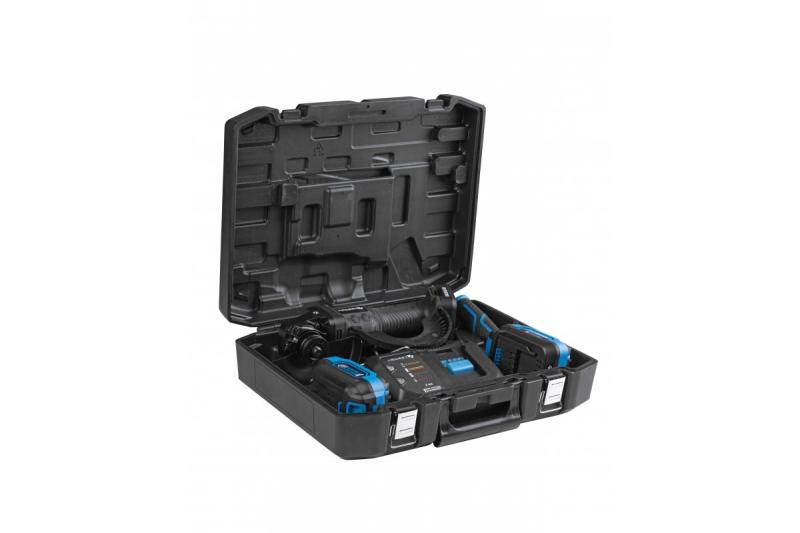 HÖGERT Langaton kulmahiomakone pedaalikytkimellä, 125MM, 18V, sarja, jossa akku, laturi, lisävarusteet