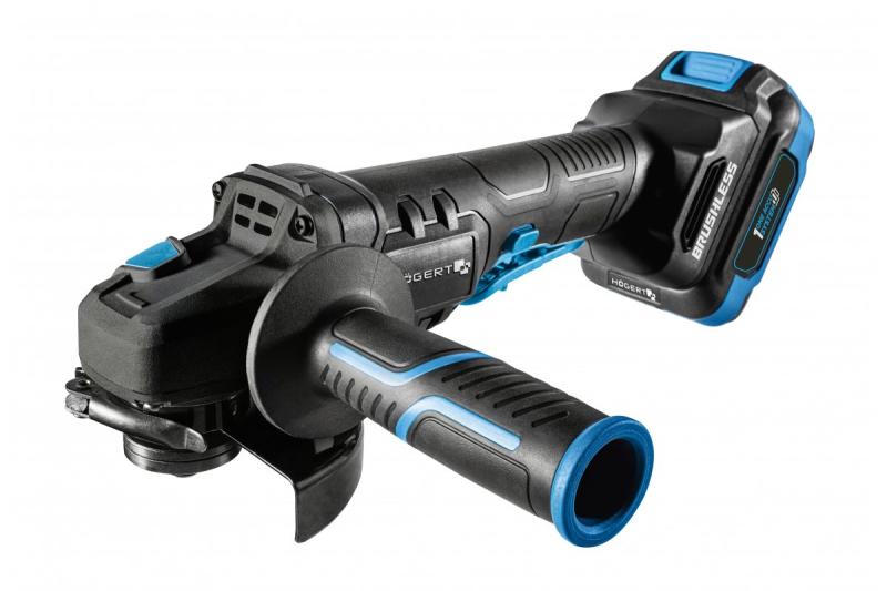 HÖGERT Langaton kulmahiomakone paddle-kytkimellä, 125MM, 18V - setti (akku, laturi, tarvikkeet)