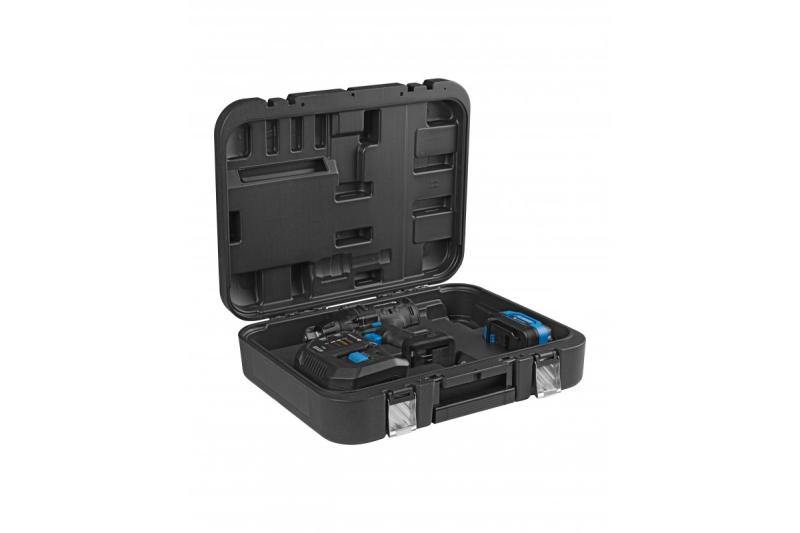 HÖGERT akkukäyttöinen iskuporakonesarja, hiiliharjaton, 18V, akulla, laturilla.