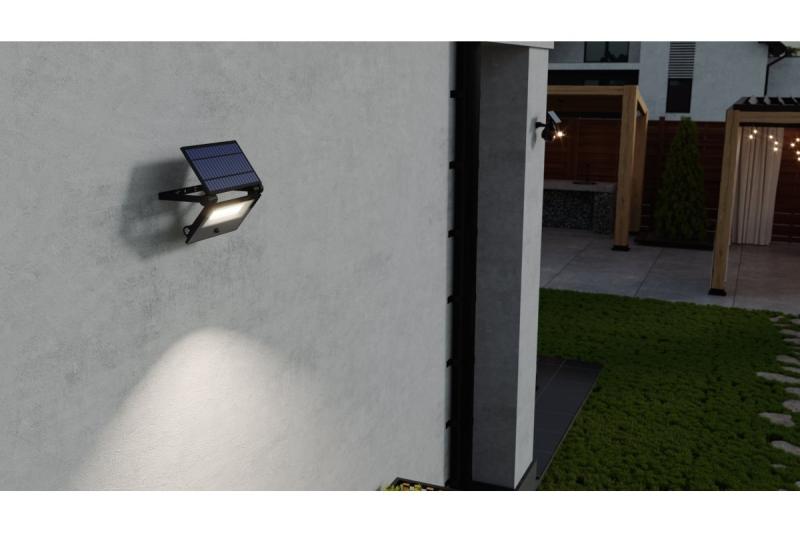 Auringontulva-valo LUMOS II, LED, 3000lm, 6400K, 2x2600mAh vaihdettava, IP65, musta