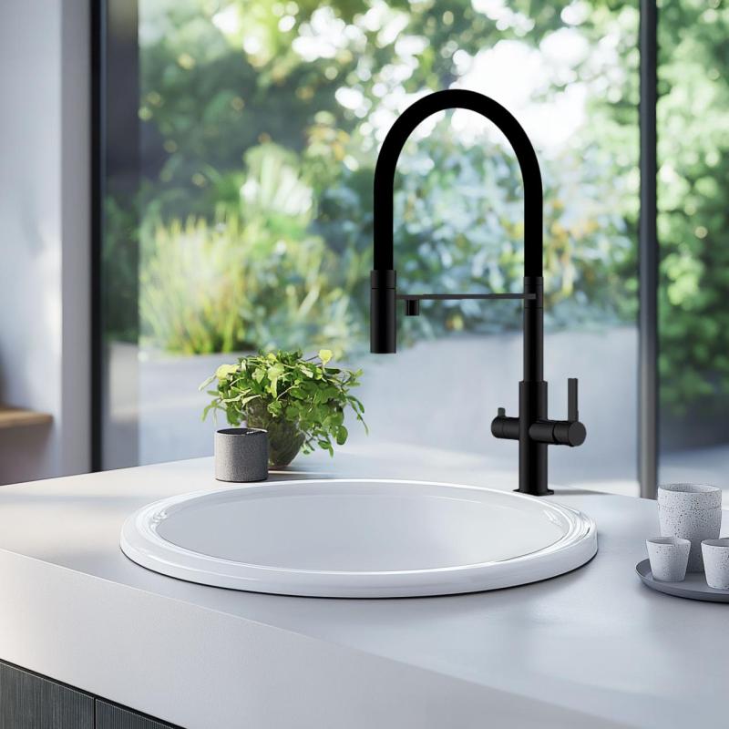 Ausmann Claridge 3-tie keittiöhana joustavalla juoksuputkella ja suodatetulla vedellä – Antrasiitti – 1208970500