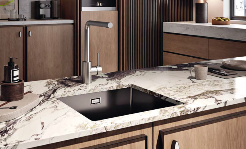 Ausmann Ceramic Ember keraaminen matta, musta, neliönmuotoinen pesuallas, pinta- ja alakaappi, 40 x 40 cm, ruostumattomasta teräksestä valmistettu tulppa 1208970507