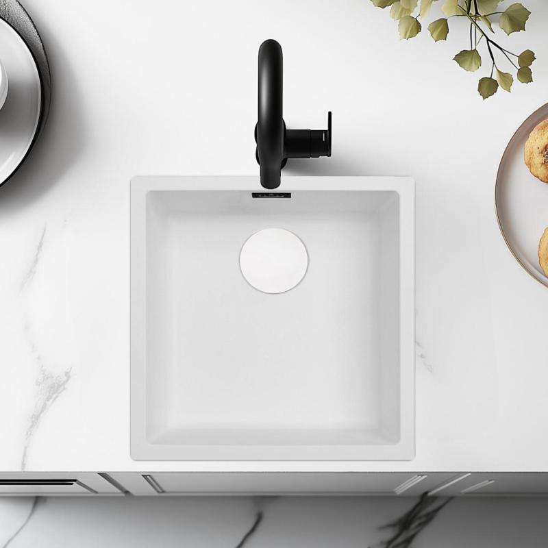 Valkea pesuallas 40x40 cm alakiinnitys, päällikiinnitys ja tasokiinnitys valkoisella tulppalla 1208970536.