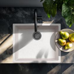 Zand Wit Creme Wasbak 50x40 cm Onderbouw, Opbouw en Vlakinbouw met Gun Metal Stop 1208970544