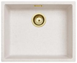 Zand Wit Creme Wasbak 50x40 cm Onderbouw, Opbouw en Vlakinbouw met Gouden Stop 1208970547